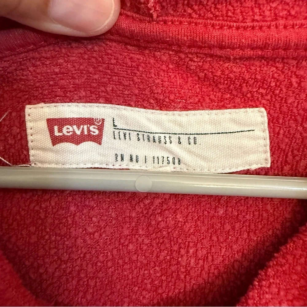 Levi's Red Hoodie unisex lightweight terry cloth size L
